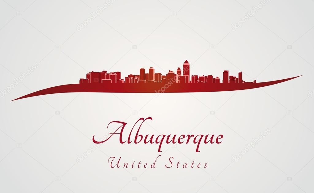 Albuquerque skyline in red