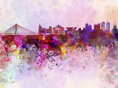 Varşova skyline suluboya arka planda