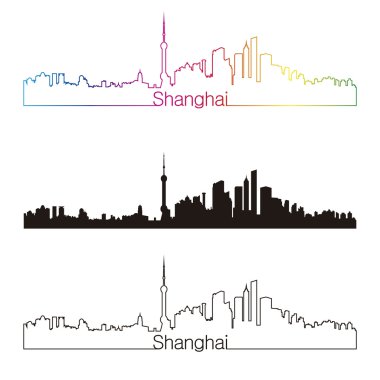 Gökkuşağı manzarası doğrusal stiliyle shanghai