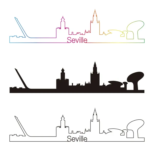 Seville skyline doğrusal stiliyle gökkuşağı — Stok Vektör