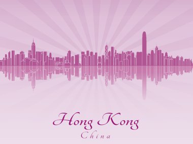 Hong kong manzarası içinde mor parlak orkide