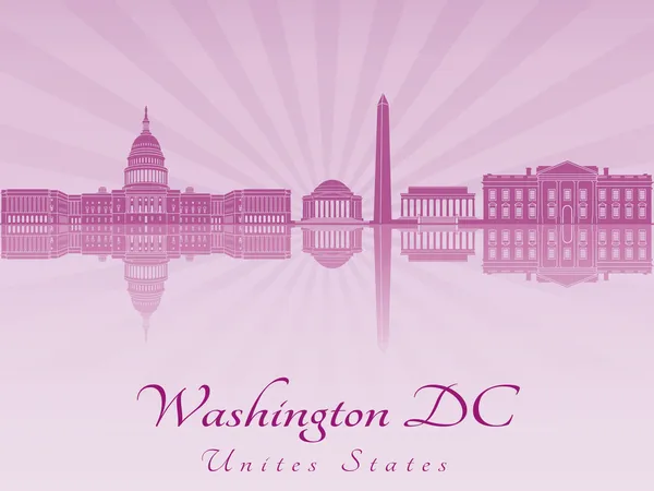 Skyline de Washington DC en orquídea radiante púrpura — Vector de stock