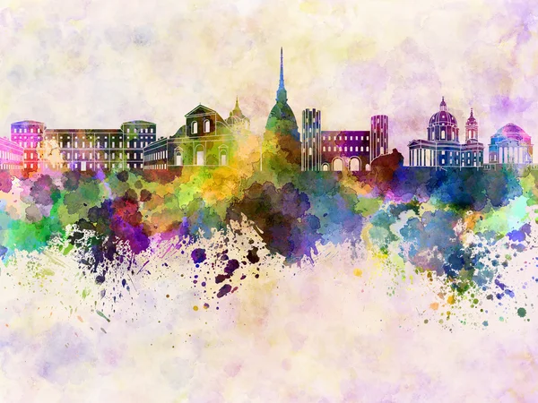 Turin skyline in watercolor background — Stock Photo, Image