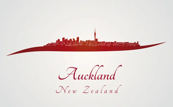 Skyline de Auckland en rojo — Vector de stock