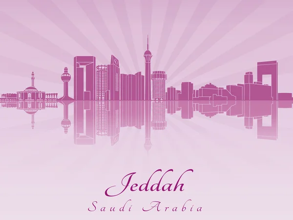 Jeddah skyline in paarse stralende orchid — Stockvector