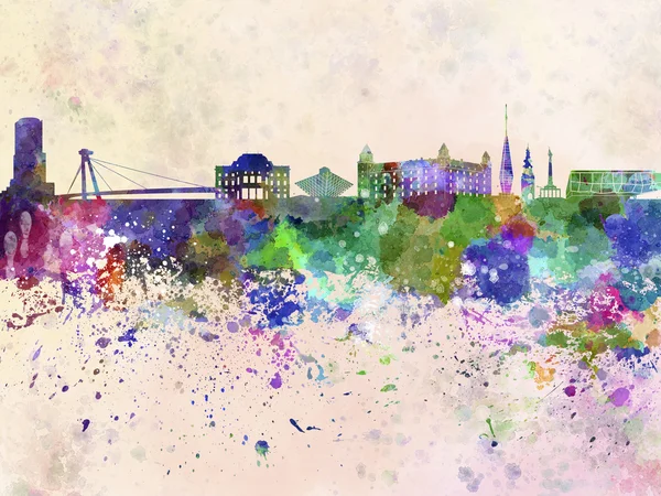 Bratislava Skyline in Aquarell Hintergrund — Stockfoto