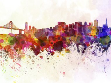 san francisco manzarası suluboya arka planda