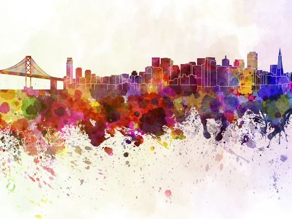 san francisco manzarası suluboya arka planda