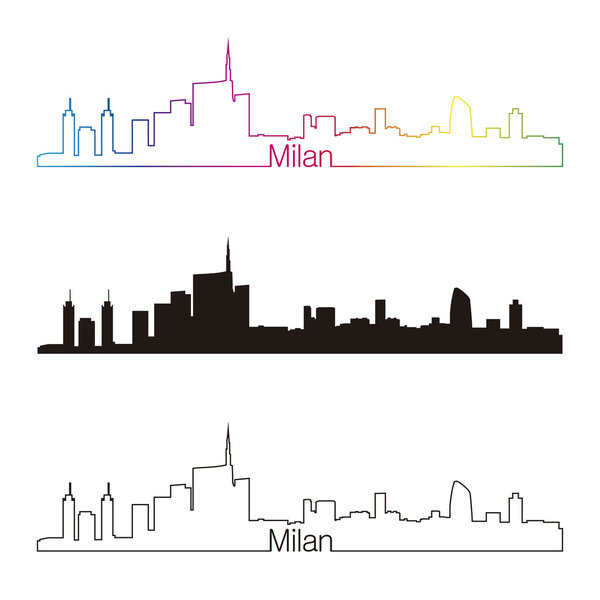 Milan skyline linear style with rainbow