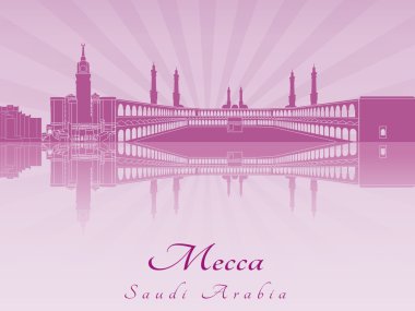 Mecca skyline in purple radiant orchid clipart