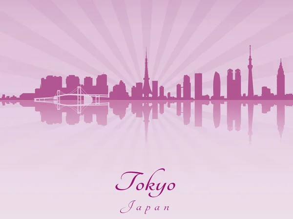 Skyline de Tokio en orquídea radiante púrpura — Vector de stock