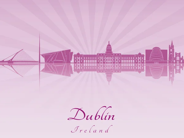 Dublin skyline en orchidée rayonnante violette — Image vectorielle