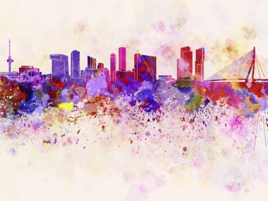 Rotterdam skyline suluboya arka planda
