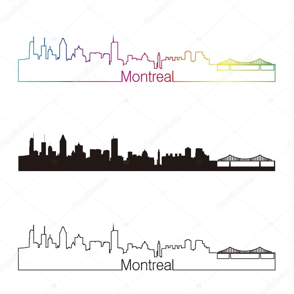 Montreal skyline linear style with rainbow