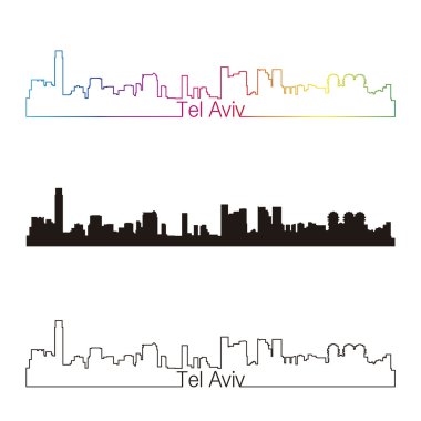 tel aviv skyline doğrusal stiliyle gökkuşağı