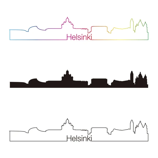 헬싱키 스카이 라인 선형 스타일 레인 보우 — 스톡 벡터