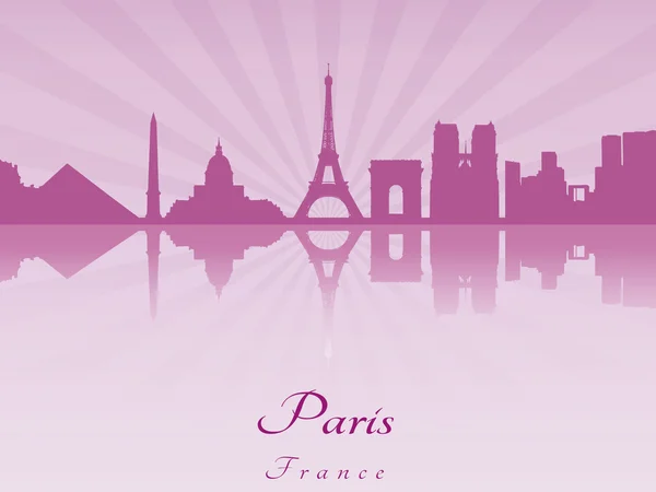 Skyline de París en orquídea radiante púrpura — Vector de stock