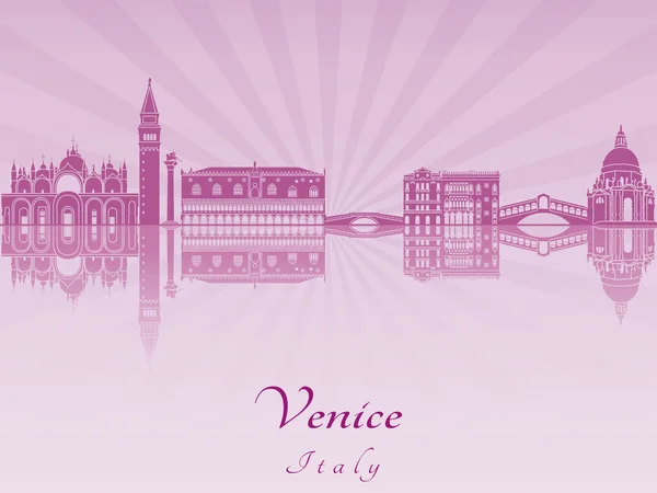 Skyline de Venecia en orquídea radiante púrpura — Vector de stock