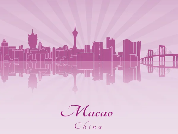 Skyline de Macao en orquídea radiante púrpura — Archivo Imágenes Vectoriales
