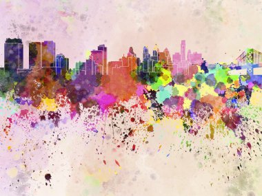 Philadelphia skyline suluboya arka planda