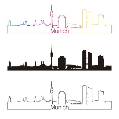 Münih skyline doğrusal stiliyle gökkuşağı