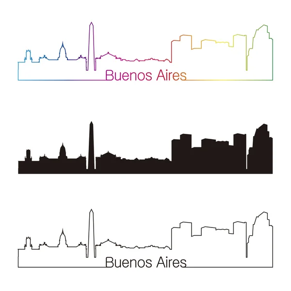 Buenos aires skyline lineaire stijl met regenboog — Stockvector