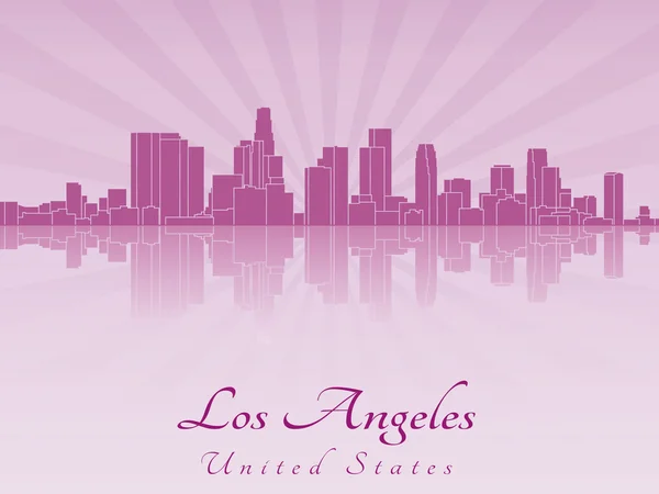 Skyline di Los Angeles in orchidea radiante viola — Vettoriale Stock