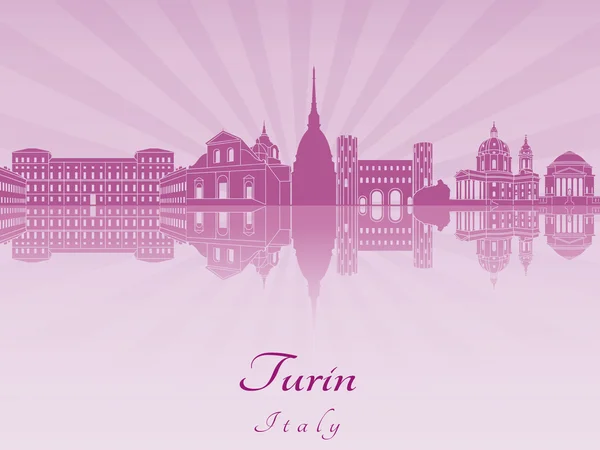 Turin skyline in purple radiant orchid — Stock Vector