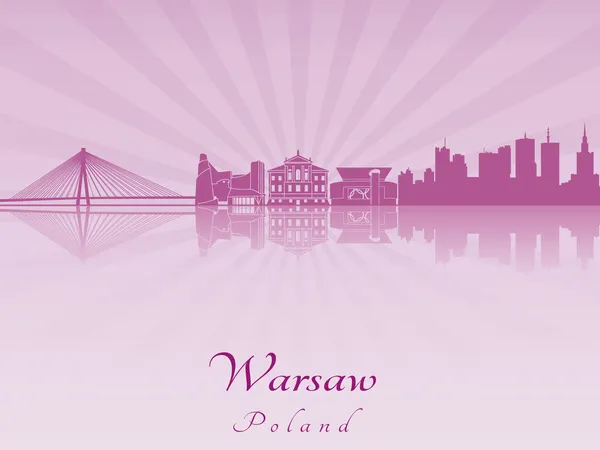 Skyline Varsovie en orchidée rayonnante violette — Image vectorielle