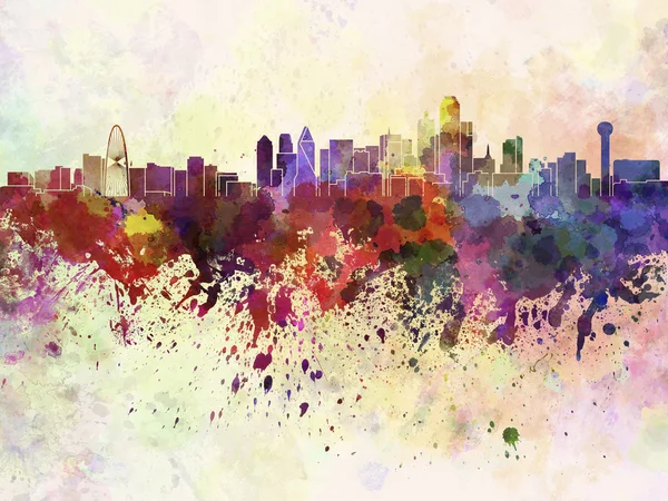 Dallas skyline in watercolor background — Stock Photo, Image