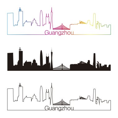 Guangzhou skyline doğrusal stiliyle gökkuşağı