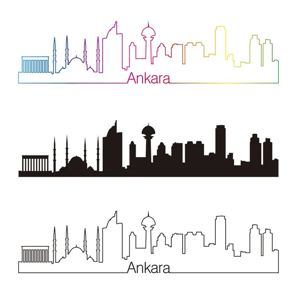 Ankara skyline lineaire stijl met regenboog — Stockvector