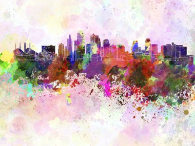 Kansas city skyline suluboya arka planda