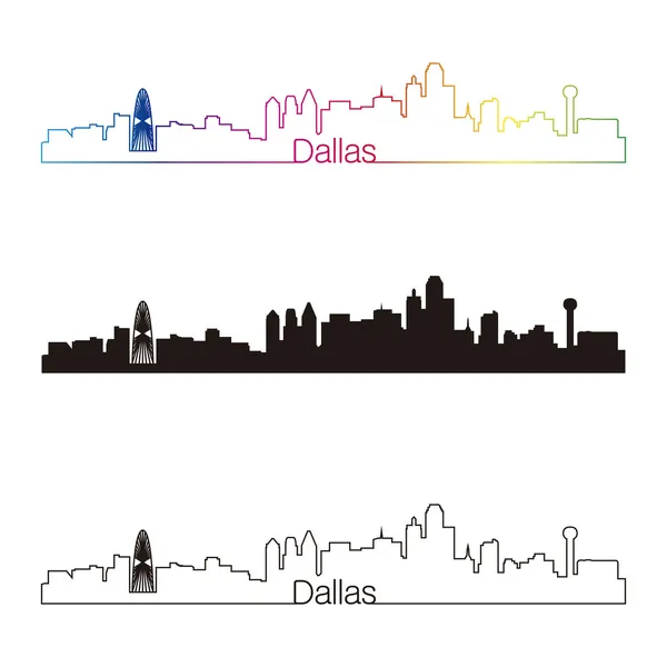 Dallas skyline lineáris stílusú szivárvány — Stock Vector