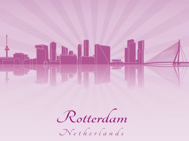 Rotterdam skyline in purple radiant orchid clipart
