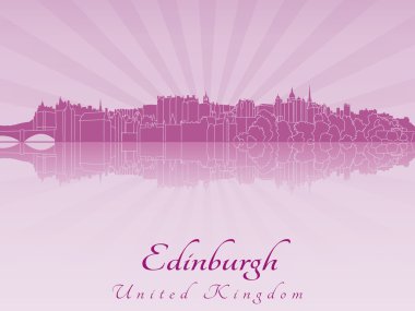 Edinburgh manzarası içinde mor parlak orkide