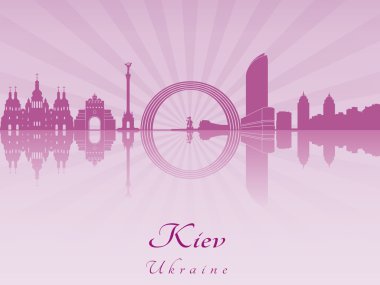 Kiev manzarası içinde mor parlak orkide