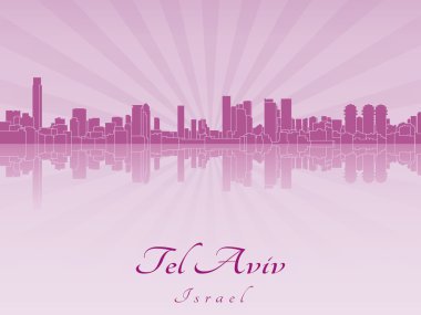 tel aviv manzarası içinde mor parlak orkide