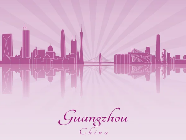 Guangzhou skyline in paarse stralende orchid — Stockvector