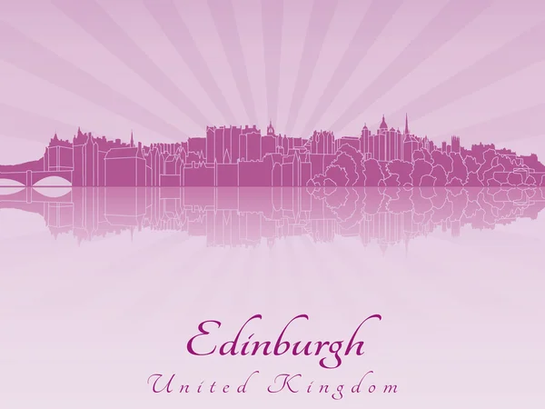 紫色的辐射兰花的爱丁堡天际线 — 图库矢量图片