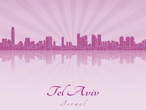 Tel Aviv skyline in purple radiant orchid — Stock Vector