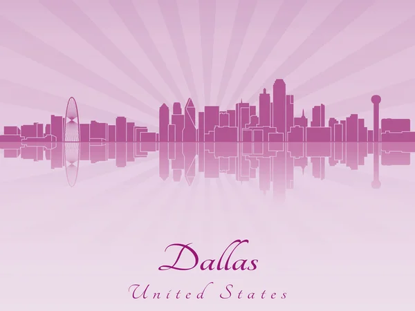 Skyline di Dallas in orchidea radiante viola — Vettoriale Stock