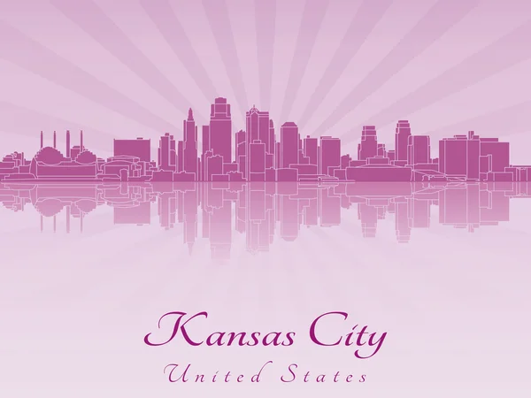 Skyline van de stad van Kansas in paarse stralende orchid — Stockvector