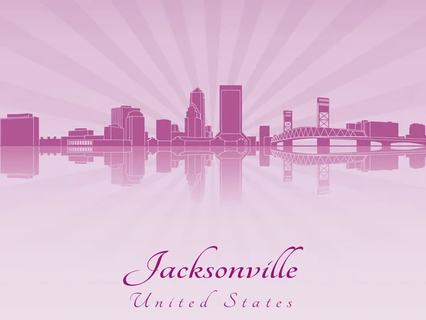 Skyline von Jacksonville in violett leuchtender Orchidee — Stockvektor