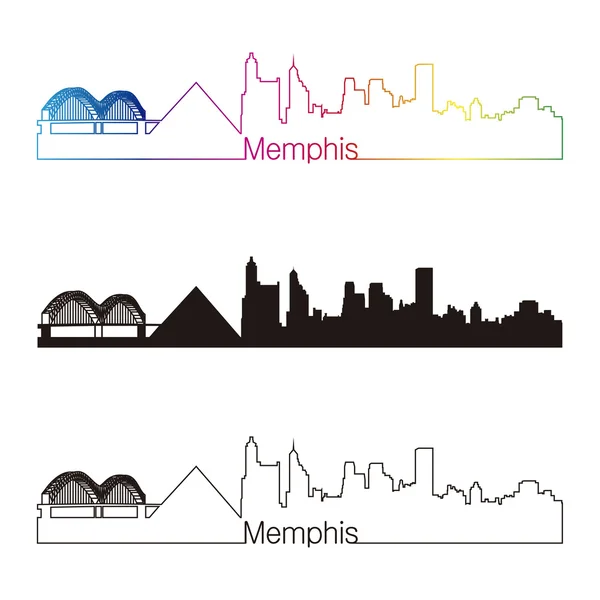 Gaya linier langit Memphis dengan pelangi - Stok Vektor