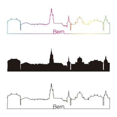 Bern skyline doğrusal stiliyle gökkuşağı