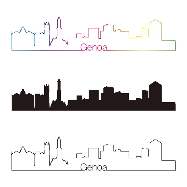 Genua Skyline linearen Stil mit Regenbogen — Stockvektor