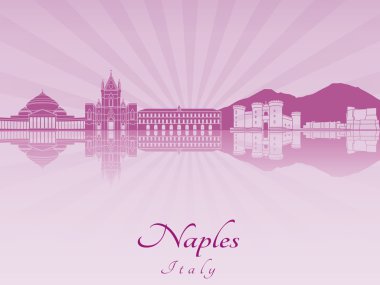 Napoli manzarası içinde mor parlak orkide