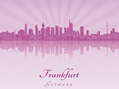 Frankfurt manzarası içinde mor parlak orkide