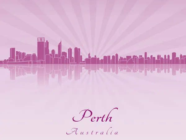 Panoramę miasta Perth w purpurowa orchidea promieniowania — Wektor stockowy